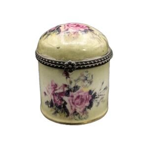 Vintage Pink Roses Limoges France Le Petit Courrier Stamp Box